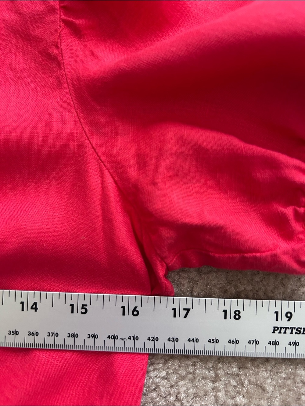 Boden Red V-Neck Linen Puff Sleeve Top - Picture 8 of 9